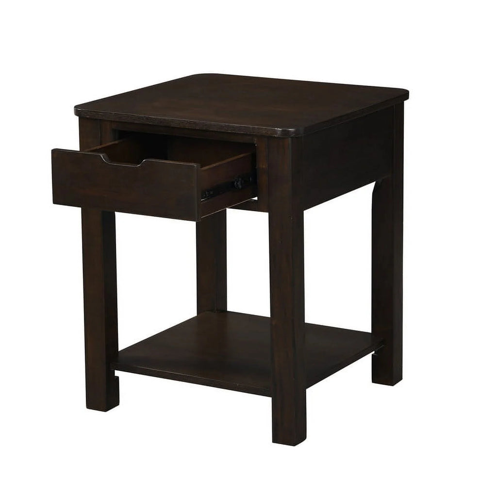 Dark Brown Engineered Wood End Table with Drawer N45568