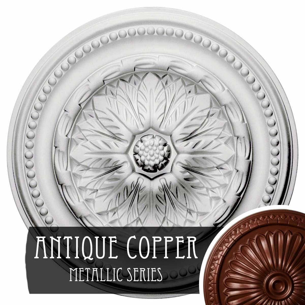 15 3/4 inch x 1 7/8 inch Hand-Painted Antique Copper Ceiling Medallion G2686