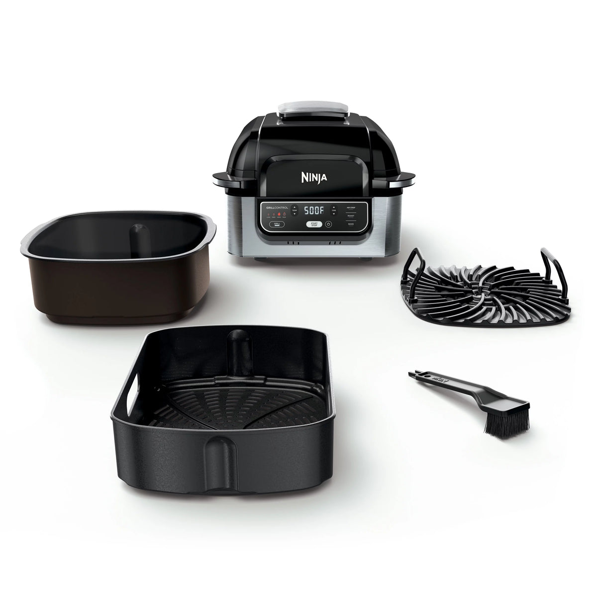 4-in-1 Indoor Grill with 4-qt Air Fryer, Black/Stainless M5413