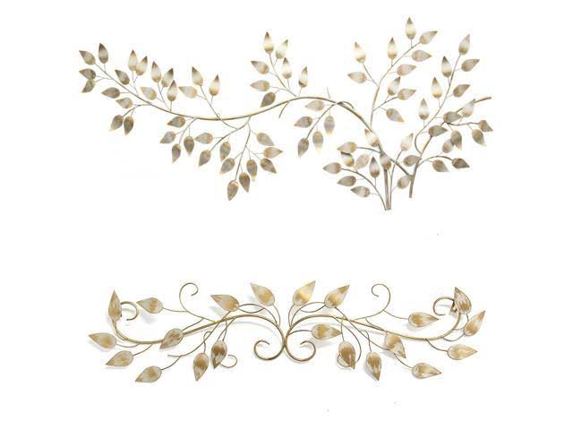Gold Over The Door Scroll Wall Decor with Brushed Flowing Leaves W5647