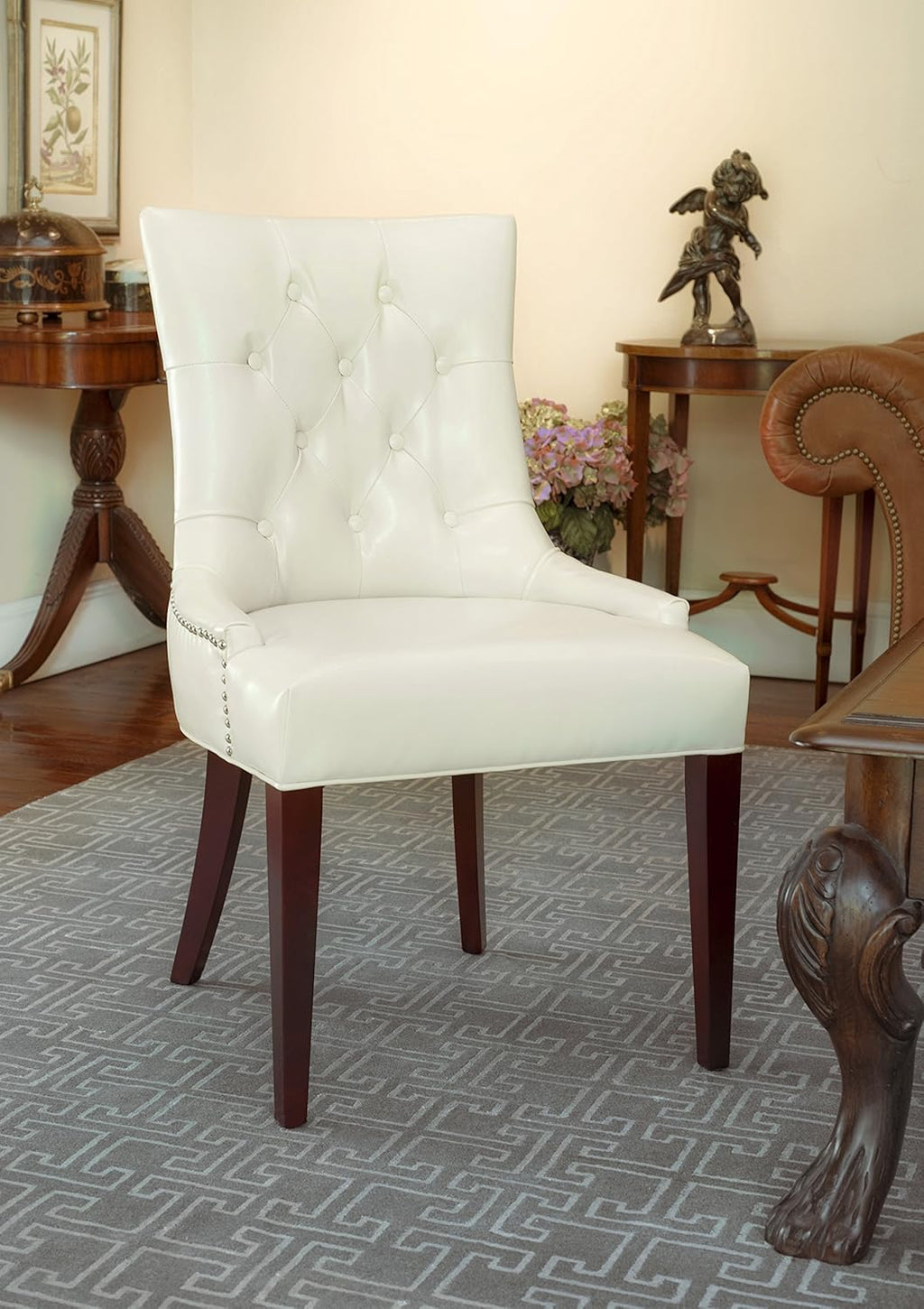 Putty Grey Button-Tufted Side Chair Z75703