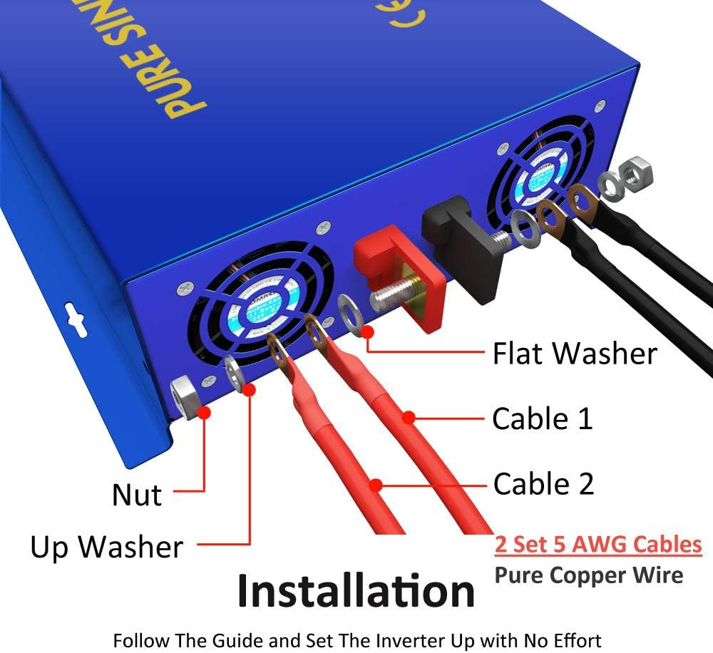 Pure Sine Wave Power Inverter 2500 Watt with Dual AC Receptacles G370050