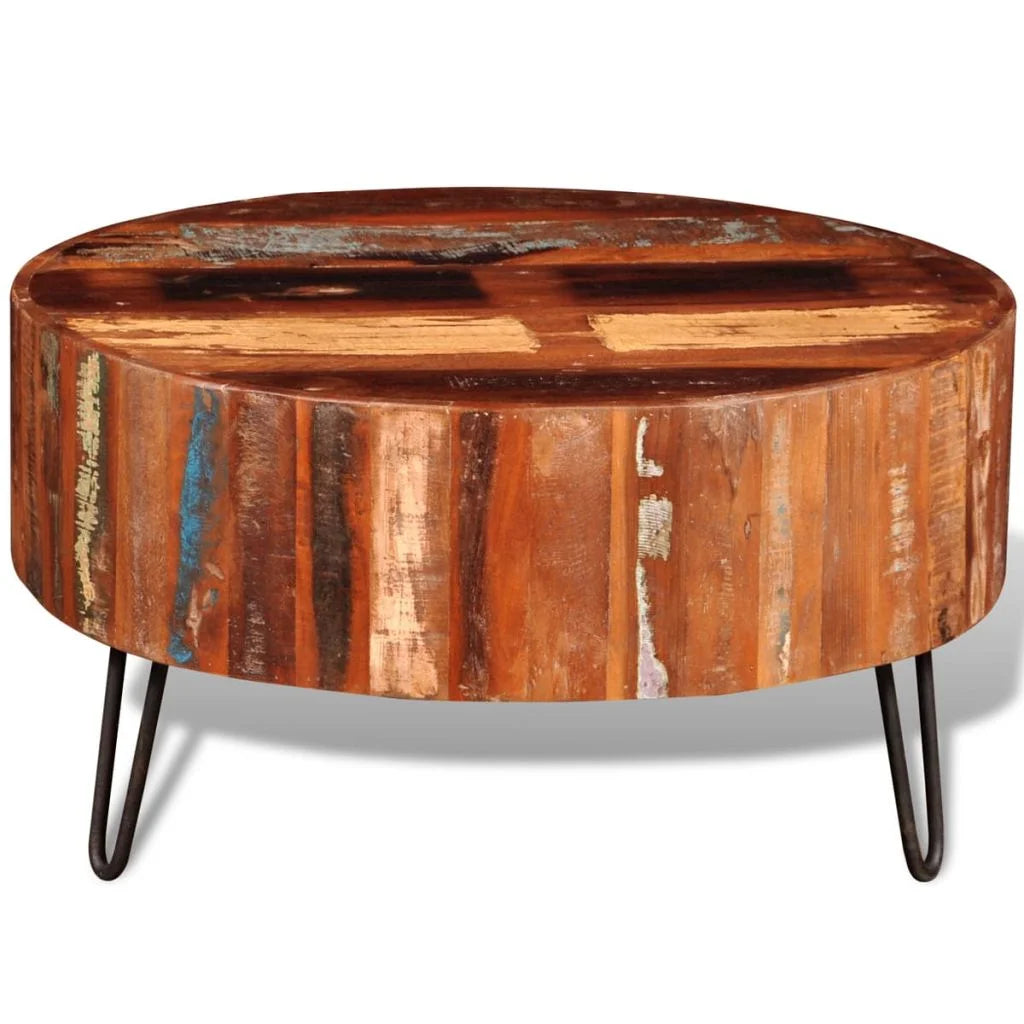 Solid Reclaimed Wood Round Coffee Table J843913