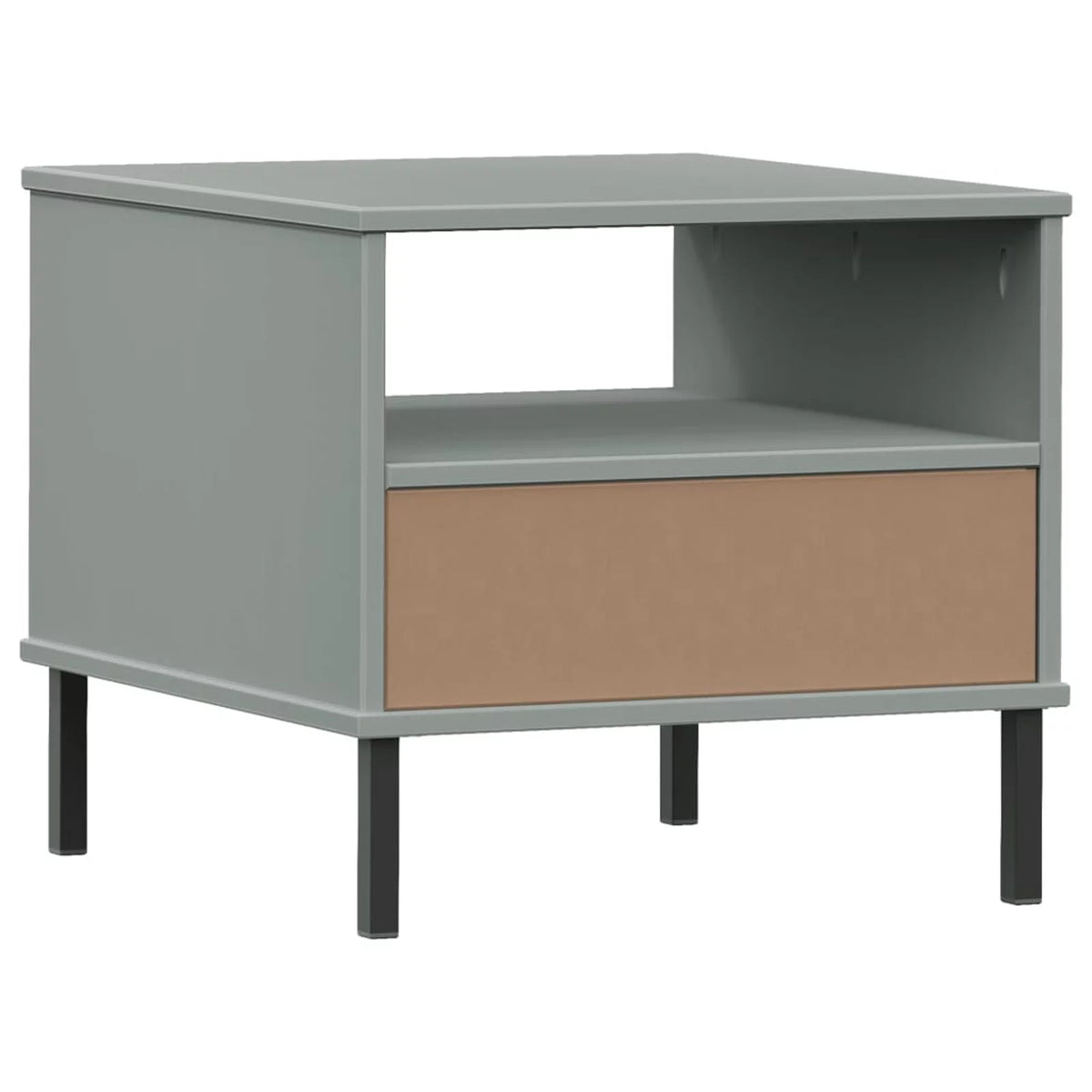 Gray Bedside Table with Metal Legs U452956