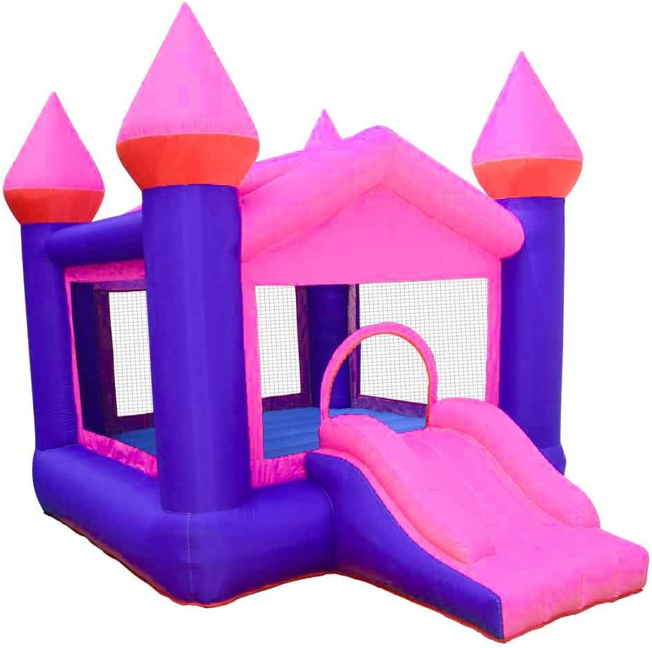 Inflatable Pink Bouncy Castle House with Air Blower Q555526