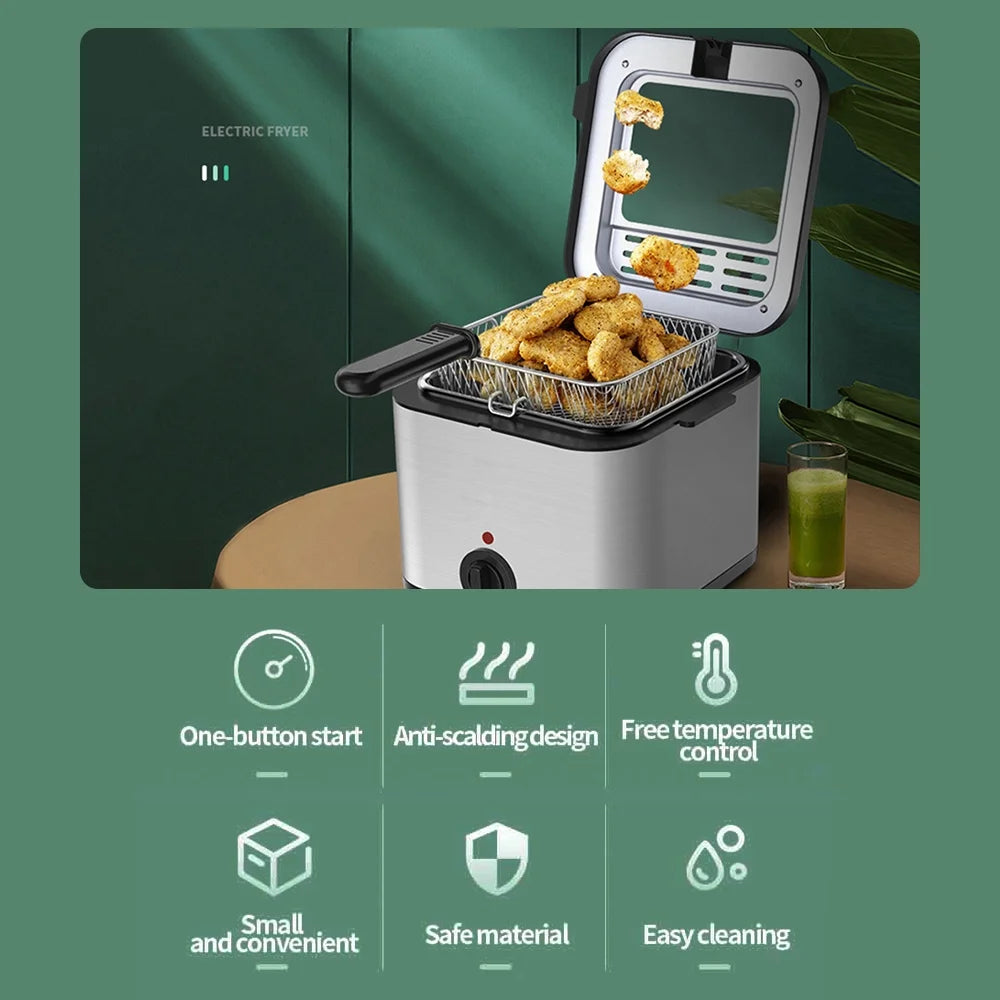2.5L 1000W Stainless Steel Electric Fryer N1949