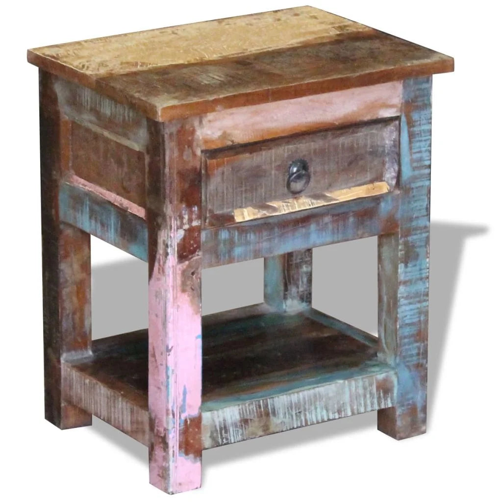 Side Table with 1 Drawer Solid Reclaimed Wood L7854