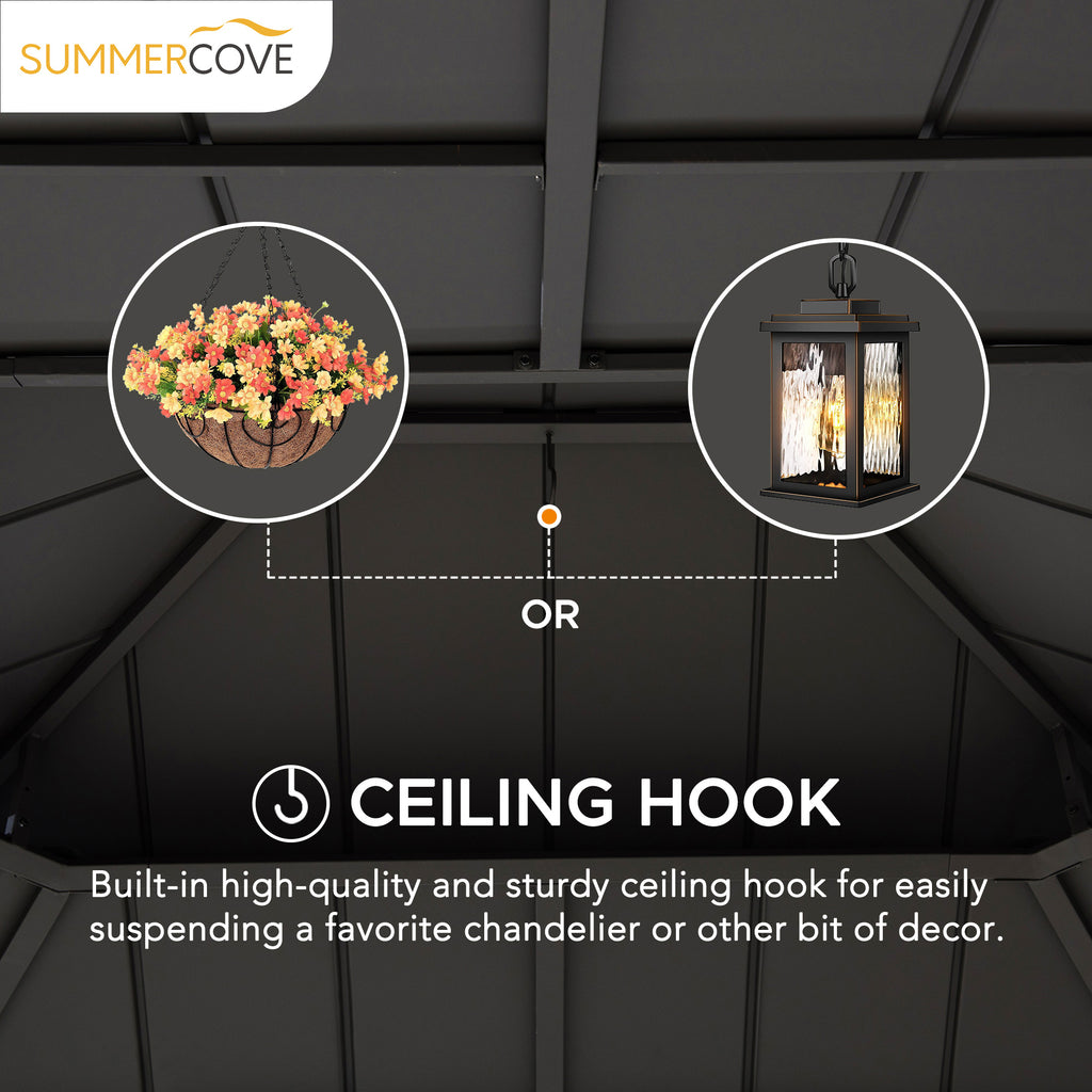 11 x 13 ft. 2-Tier Steel Hardtop Gazebo with Ceiling Hook V699100